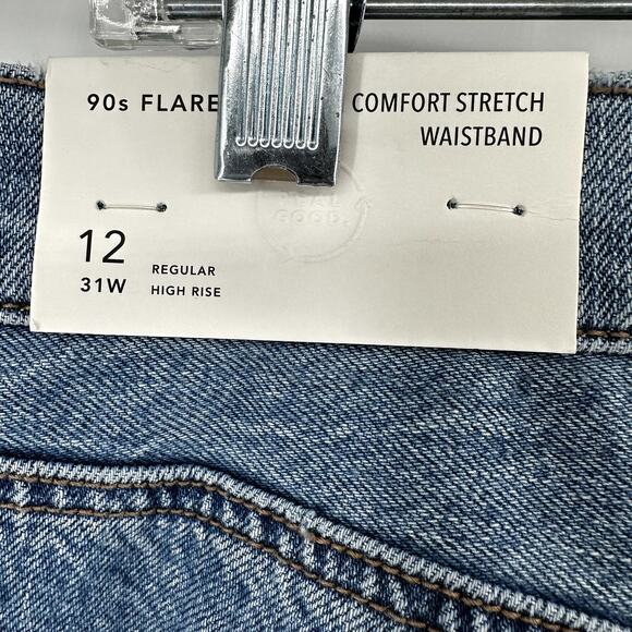 American Eagle 90s Flare Jean Easy Breezy Blue Comfort Stretch Distressed 12 NWT - Picture 3 of 8